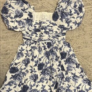 Abercrombie Kids Blue Floral Puff Sleeve Dress